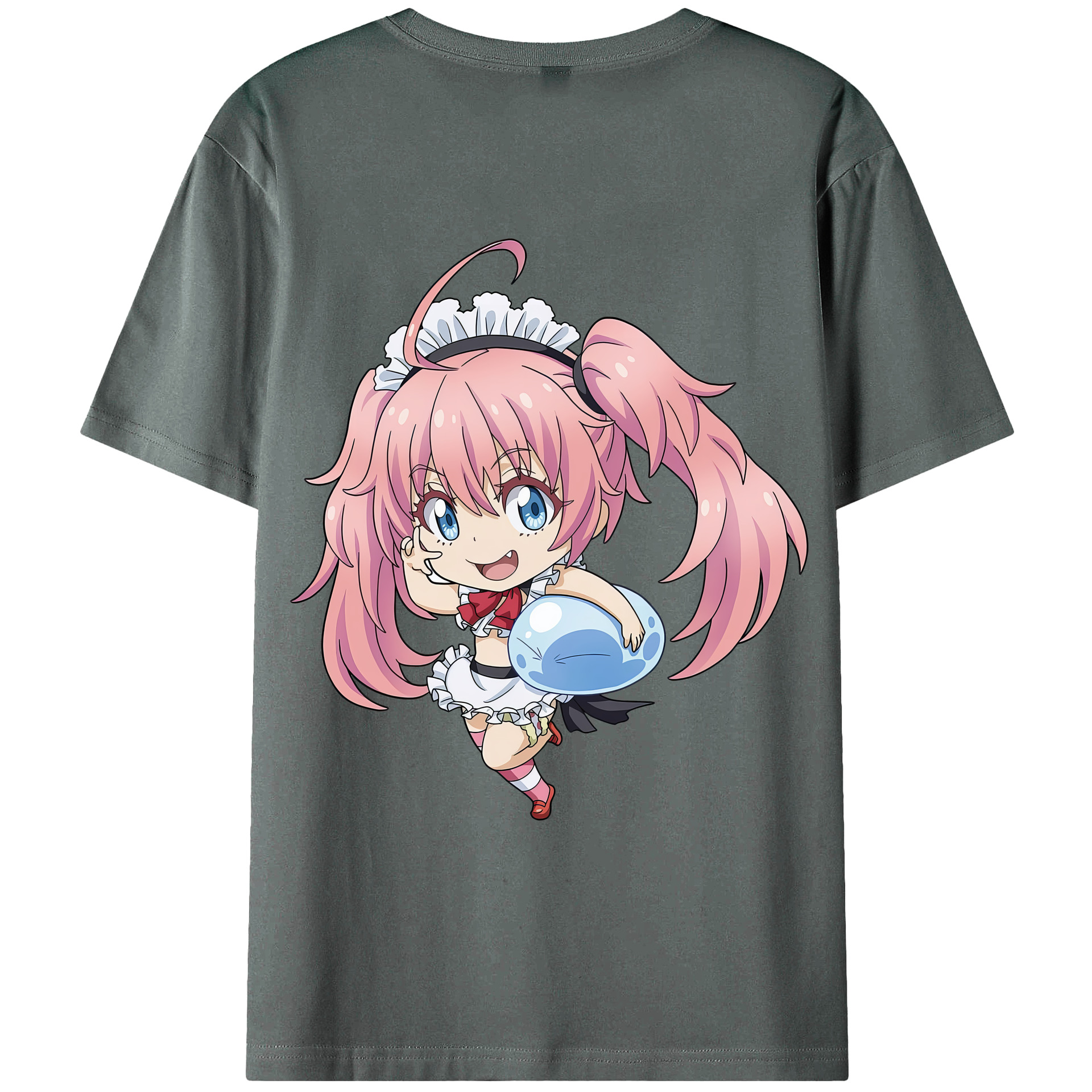 （画像用） 転スラ Regarding Reincarnated to Slime 綿100％ メンズ半袖Tシャツ（バックプリント） 通気性